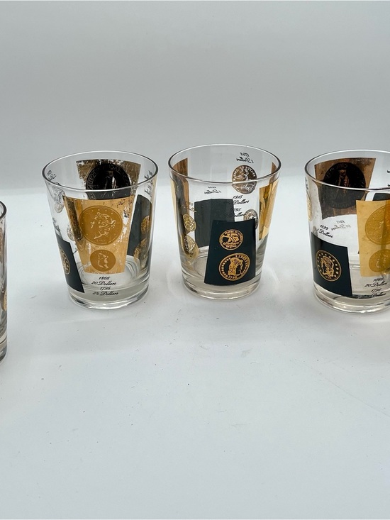 Other - mid century cera us gold coin glasses Set Of 5